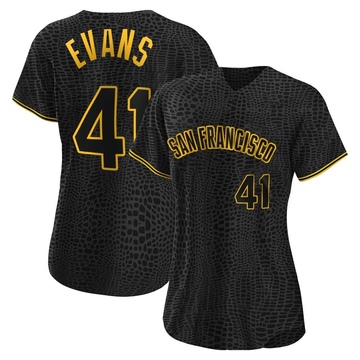 Black Authentic Darrell Evans Women's San Francisco Giants Snake Skin City Jersey