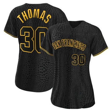 Black Authentic Derrel Thomas Women's San Francisco Giants Snake Skin City Jersey