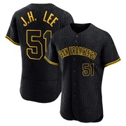 Black Authentic Jung Hoo Lee Men's San Francisco Giants Snake Skin City Jersey
