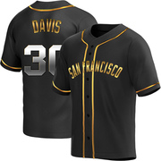 Black Golden Replica Chili Davis Men's San Francisco Giants Alternate Jersey