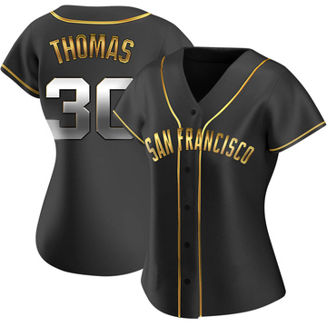 Black Golden Replica Derrel Thomas Women's San Francisco Giants Alternate Jersey