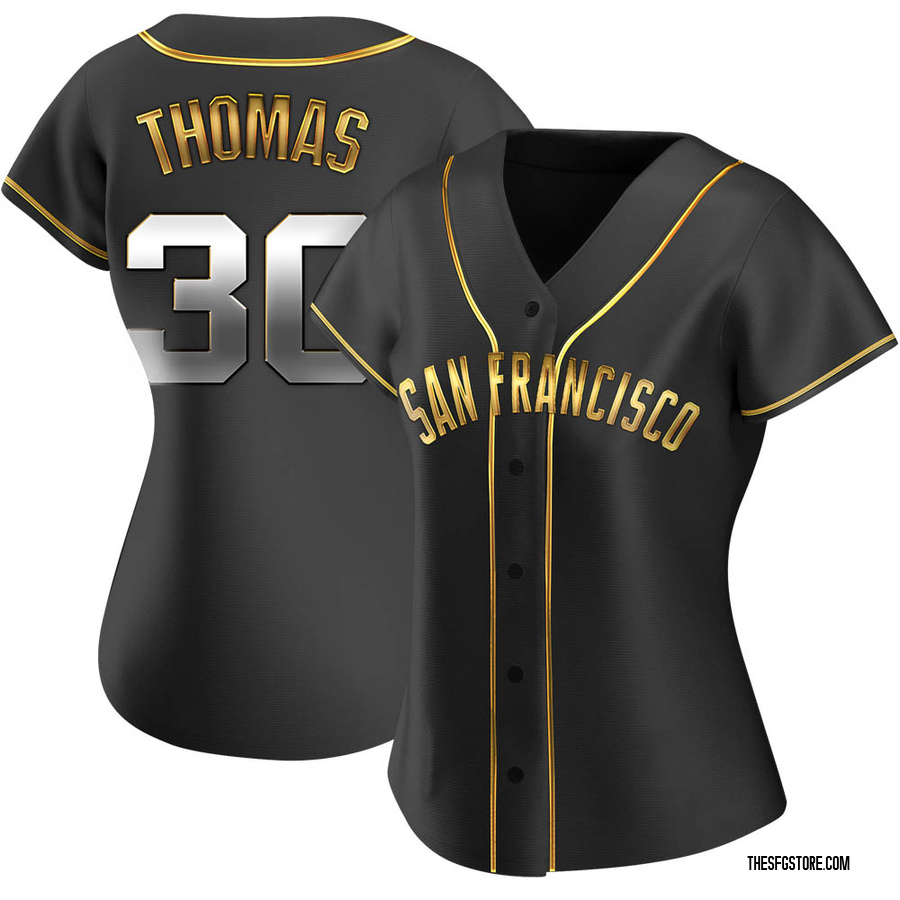 Black Golden Replica Derrel Thomas Women's San Francisco Giants Alternate Jersey