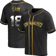 Black Golden Replica Matt Cain Men's San Francisco Giants Alternate Jersey