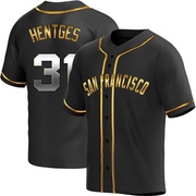 Black Golden Replica Sam Hentges Men's San Francisco Giants Alternate Jersey