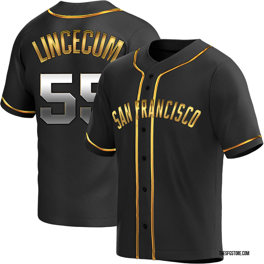 Black Golden Replica Tim Lincecum Men's San Francisco Giants Alternate Jersey