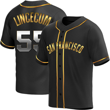 Black Golden Replica Tim Lincecum Youth San Francisco Giants Alternate Jersey