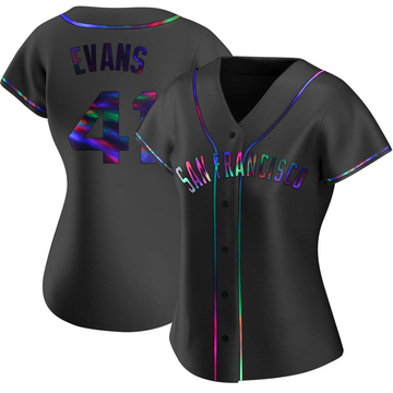 Black Holographic Replica Darrell Evans Women's San Francisco Giants Alternate Jersey