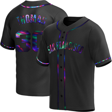 Black Holographic Replica Derrel Thomas Men's San Francisco Giants Alternate Jersey