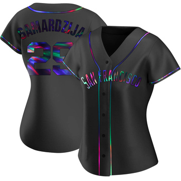 Black Holographic Replica Jeff Samardzija Women's San Francisco Giants Alternate Jersey