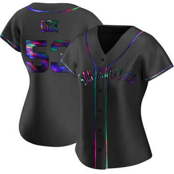 Black Holographic Replica Jonah Cox Women's San Francisco Giants Alternate Jersey