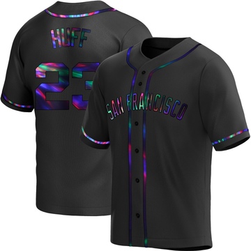 Black Holographic Replica Sam Huff Men's San Francisco Giants Alternate Jersey