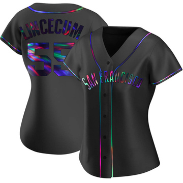 Black Holographic Replica Tim Lincecum Women's San Francisco Giants Alternate Jersey
