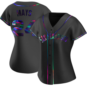 Black Holographic Replica Willie Mays Women's San Francisco Giants Alternate Jersey