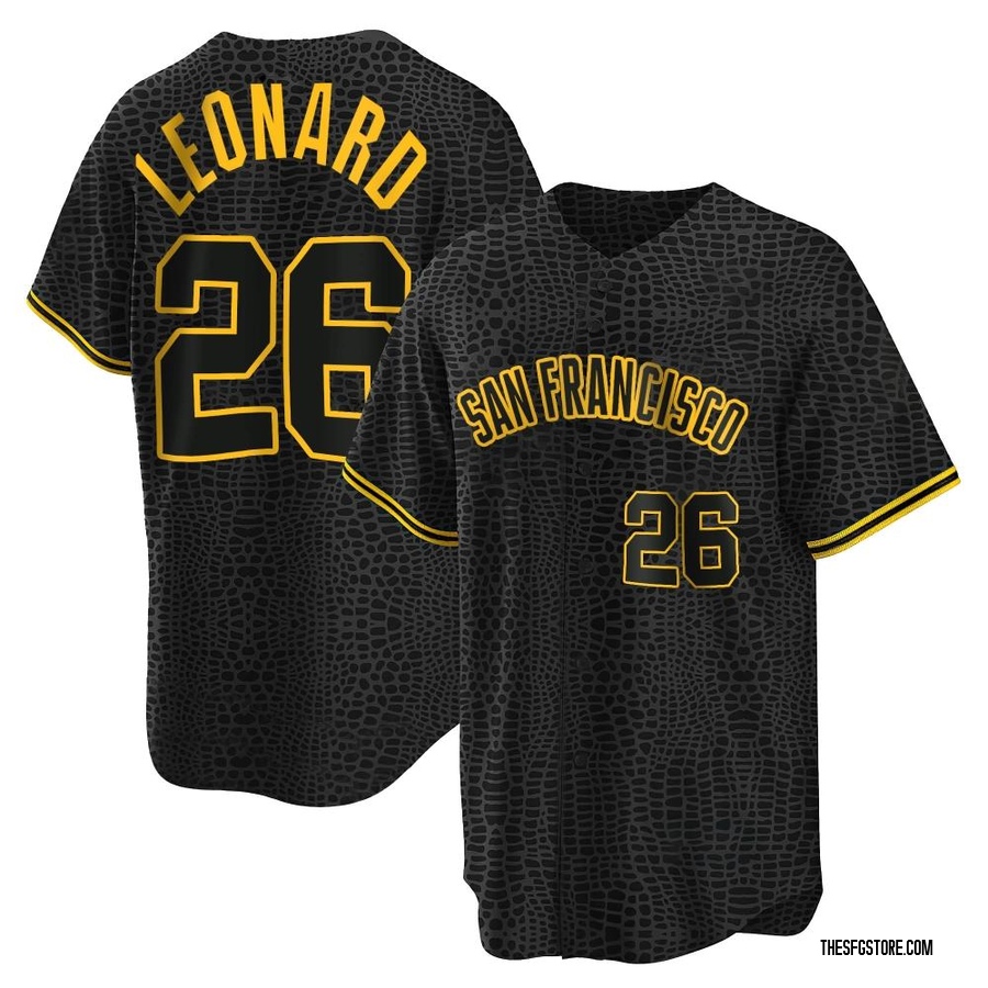 Black Replica Jeffrey Leonard Men's San Francisco Giants Snake Skin City Jersey