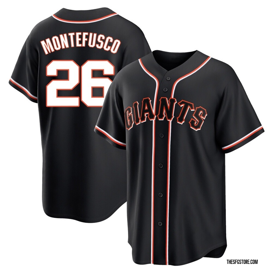 Black Replica John Montefusco Men's San Francisco Giants Fashion Out Jersey
