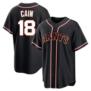 Black Replica Matt Cain Men's San Francisco Giants Fashion Out Jersey