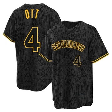 Black Replica Mel Ott Men's San Francisco Giants Snake Skin City Jersey