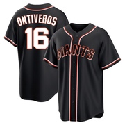 Black Replica Steve Ontiveros Men's San Francisco Giants Fashion Out Jersey