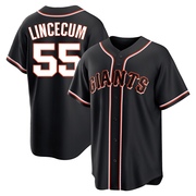 Black Replica Tim Lincecum Men's San Francisco Giants Fashion Out Jersey