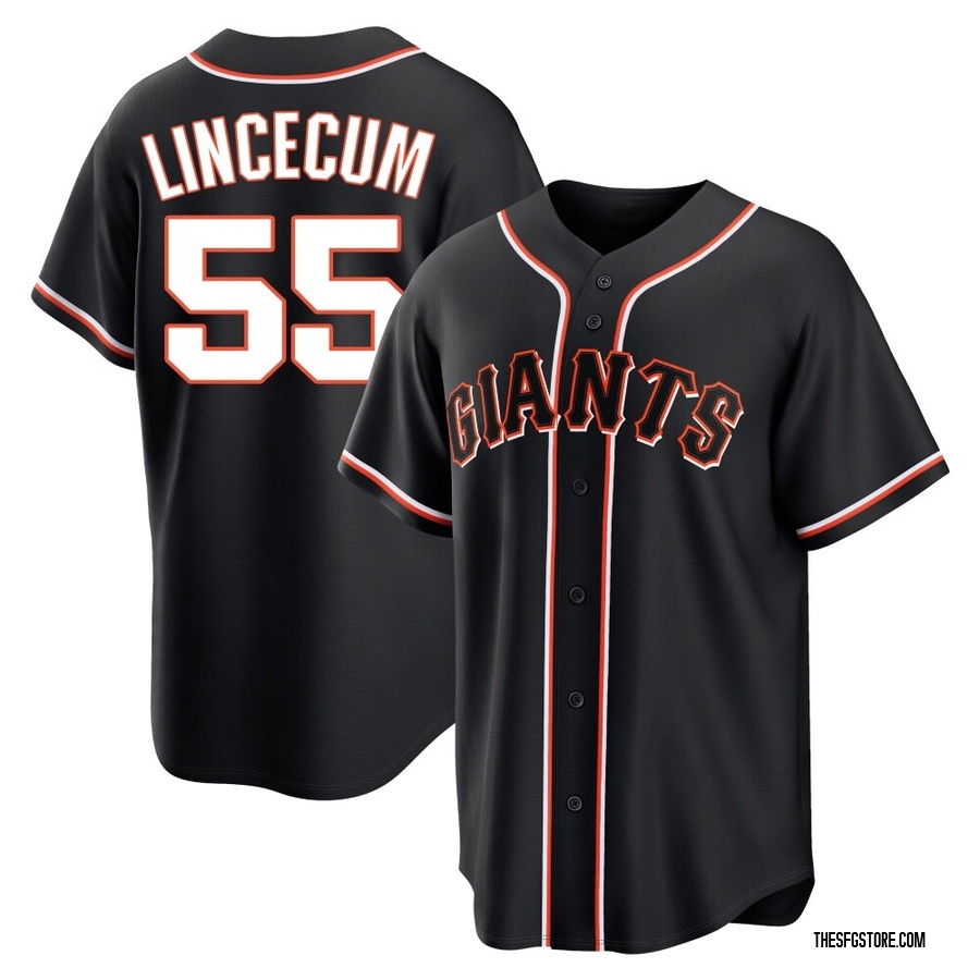 Black Replica Tim Lincecum Men's San Francisco Giants Fashion Out Jersey