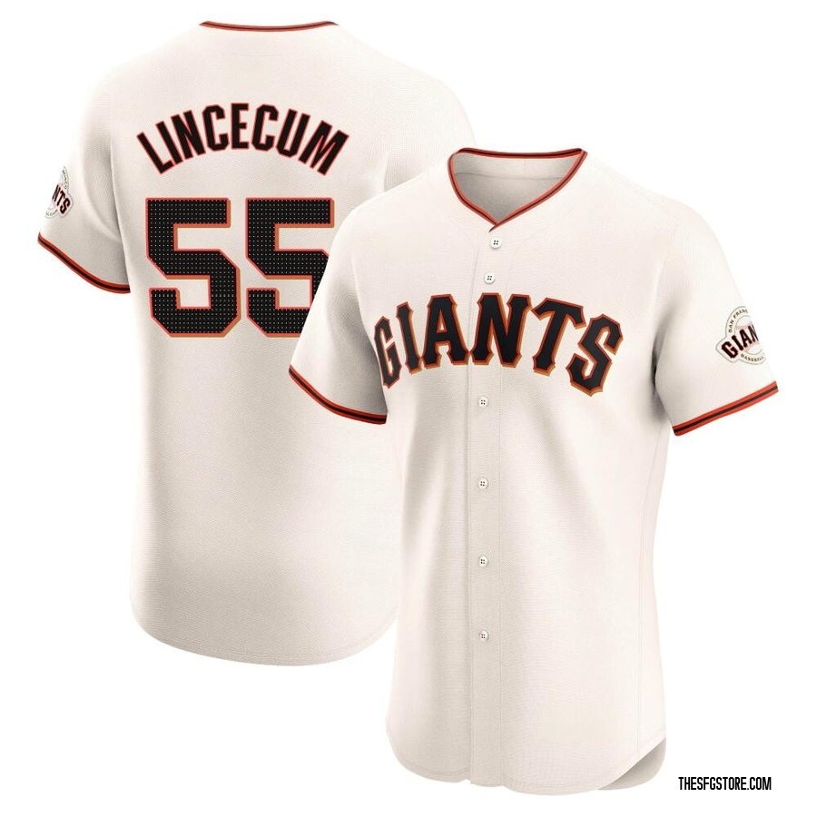 Cream Elite Tim Lincecum Men's San Francisco Giants Home Jersey