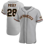 Gray Authentic Buster Posey Men's San Francisco Giants Road Jersey