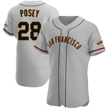 Gray Authentic Buster Posey Men's San Francisco Giants Road Jersey