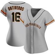 Gray Authentic Steve Ontiveros Women's San Francisco Giants Road Jersey