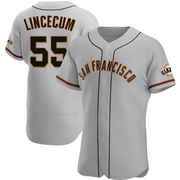 Gray Authentic Tim Lincecum Men's San Francisco Giants Road Jersey