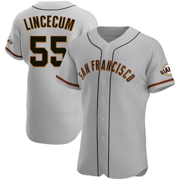 Gray Authentic Tim Lincecum Men's San Francisco Giants Road Jersey