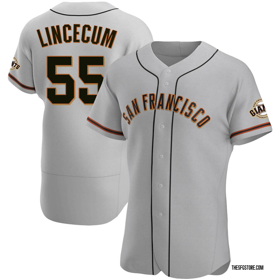 Gray Authentic Tim Lincecum Men's San Francisco Giants Road Jersey