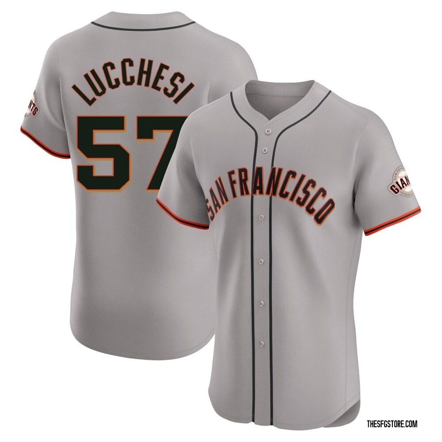 Gray Elite Joey Lucchesi Men's San Francisco Giants Road Jersey