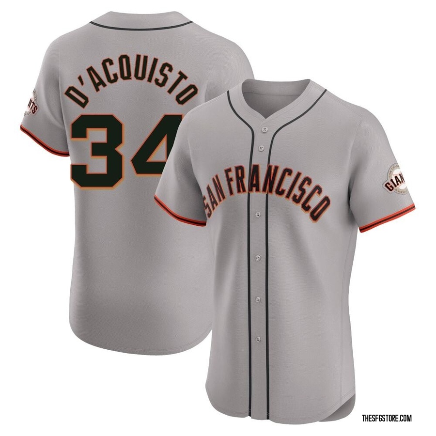 Gray Elite John D'acquisto Men's San Francisco Giants Road Jersey