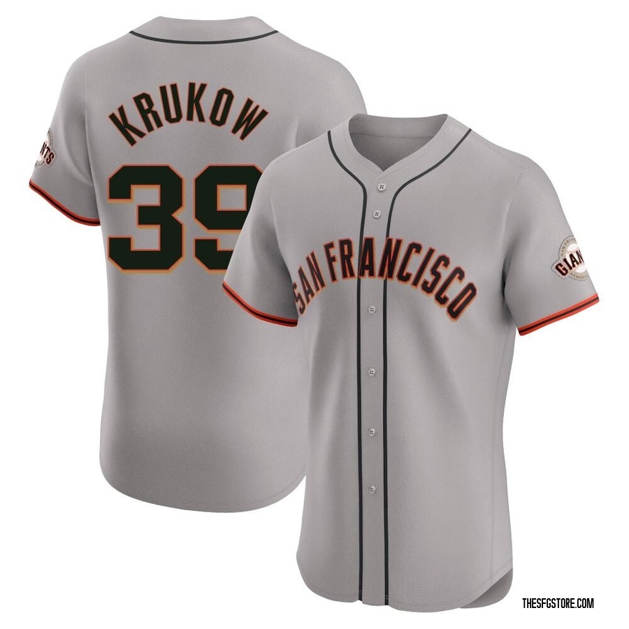 Gray Elite Mike Krukow Men's San Francisco Giants Road Jersey