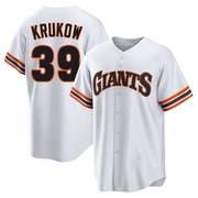 White Limited Mike Krukow Men's San Francisco Giants Throwback Cooperstown Collection Jersey