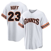White Limited Sam Huff Men's San Francisco Giants Throwback Cooperstown Collection Jersey