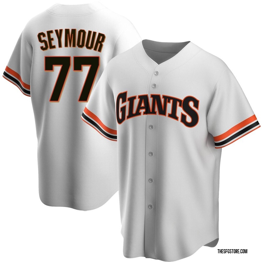 White Replica Carson Seymour Men's San Francisco Giants Home Cooperstown Collection Jersey
