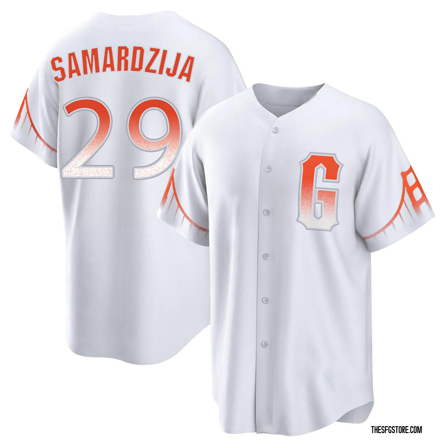 White Replica Jeff Samardzija Men's San Francisco Giants 2021 City Connect Jersey