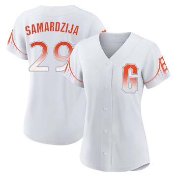 White Replica Jeff Samardzija Women's San Francisco Giants 2021 City Connect Jersey