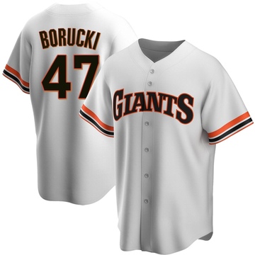 White Replica Ryan Borucki Men's San Francisco Giants Home Cooperstown Collection Jersey